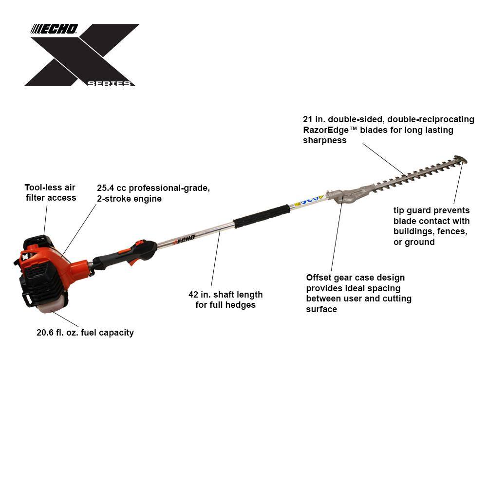 ECHO 25.4 cc 2-Stroke Gas Engine X Series Hedge Trimmer SHC-2620S