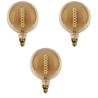 Feit Electric 60-Watt Equivalent G63 Dimmable Spiral Filament Oversized Amber Glass Vintage Edison LED Light Bulb Warm White (3-Pack) G63S820LED3