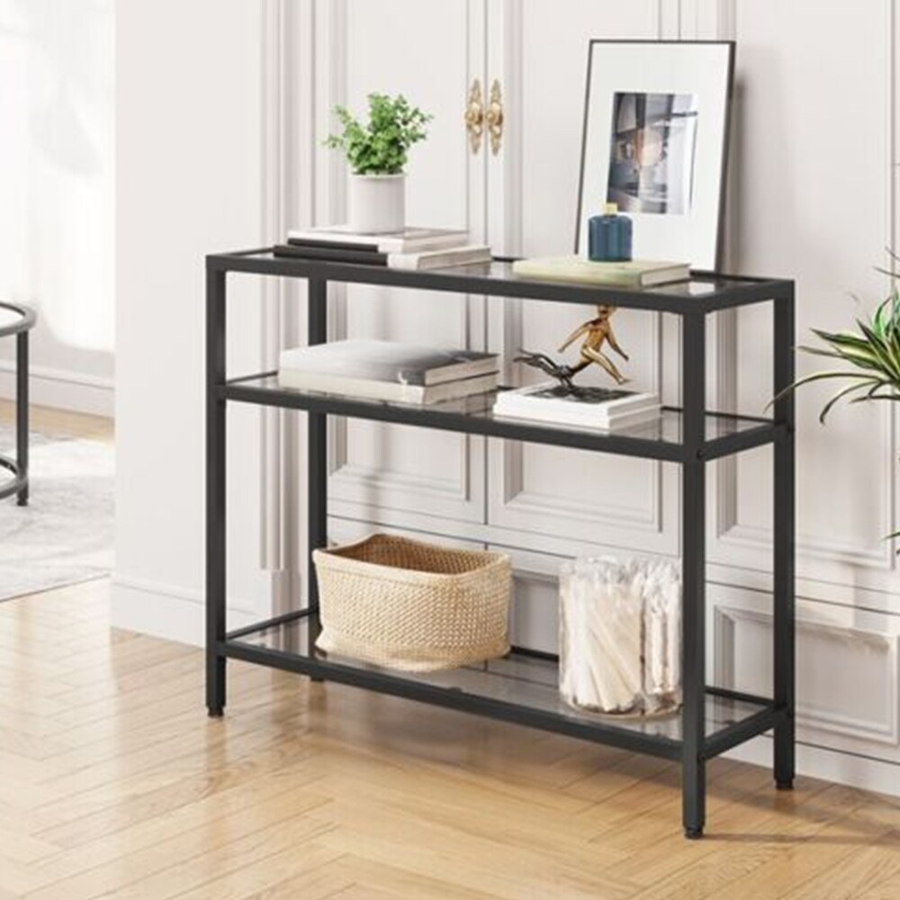 3 layer Console Table Modern Sofa Sturdy Metal Frame   Storage Shelf   54 x 84