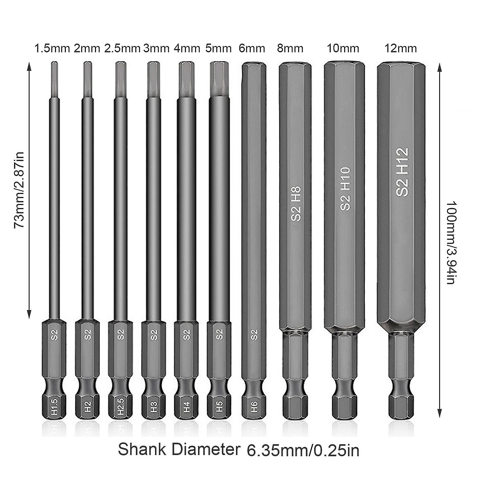 Hex Head Allen Wrench Drill Bits Set Metric Sae 8/10pcs Magnetic Tip Steel