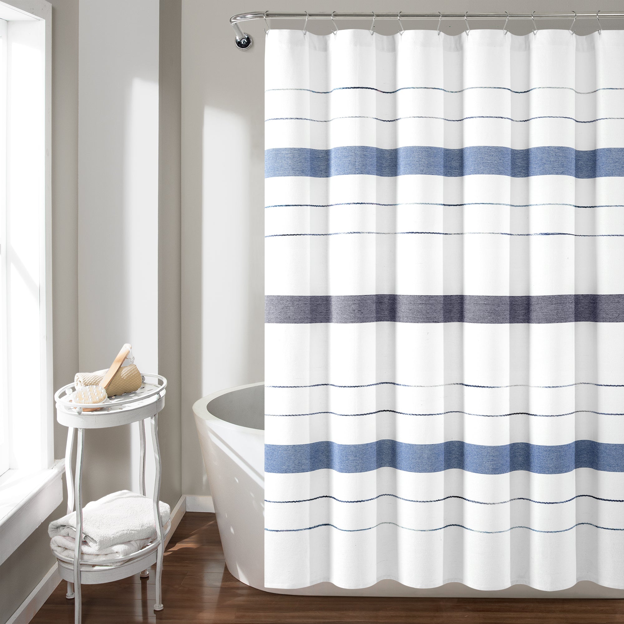 Chic Stripe Yarn Dyed Eco-Friendly Recycled Cotton Shower Curtain