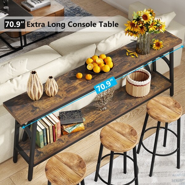 Extra Long Console Table， 70.8” Narrow Sofa Tables Entryway Table