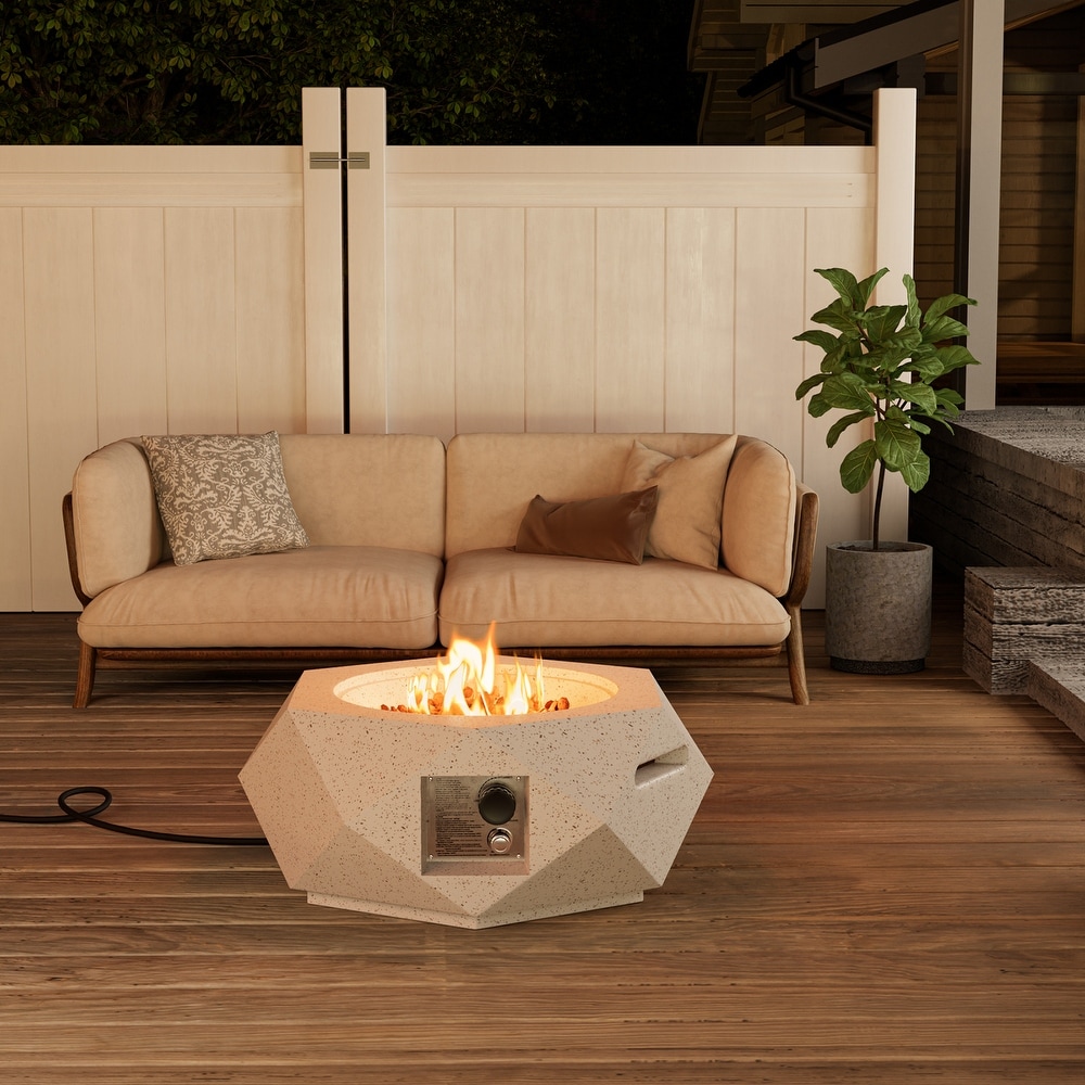 Hexagonal Terrazzo Outdoor Firepit Table