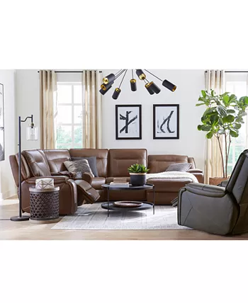 Furniture Hansley 5-Pc. Leather Sectional with 2 Power Recliners