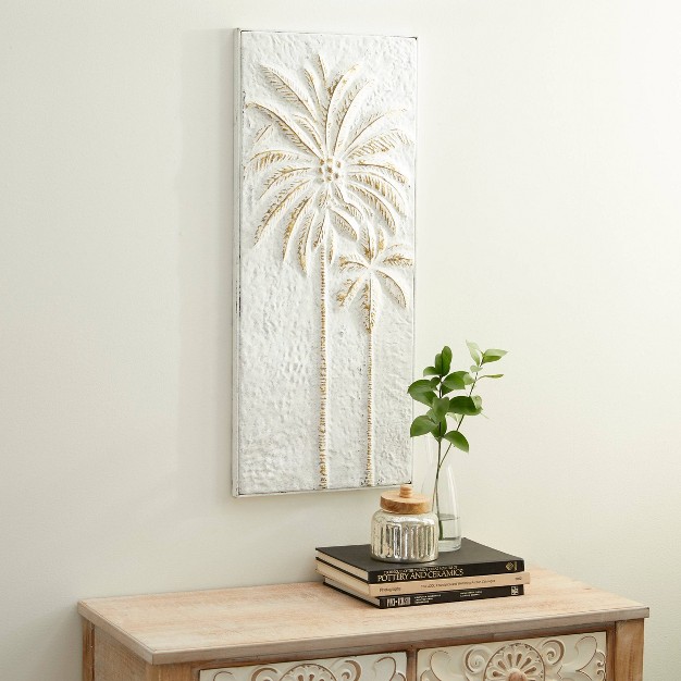 Metal Tree Relief Palm Wall Decor With Gold Detailing Gold Olivia amp May