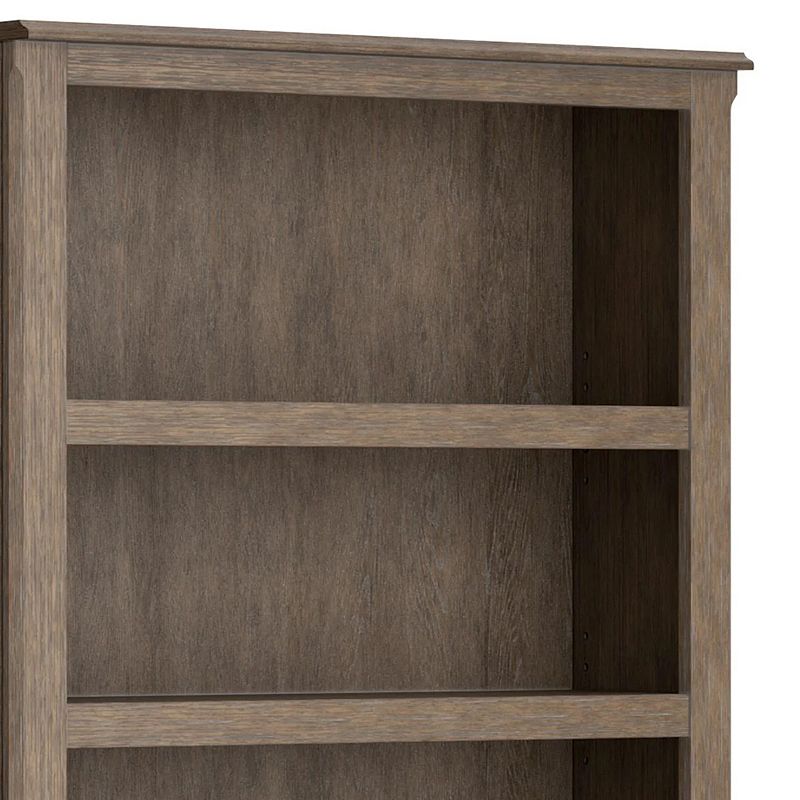 75 Inch Freestanding Bookcase， Adjustable Shelves， Wire Brushed Light Brown