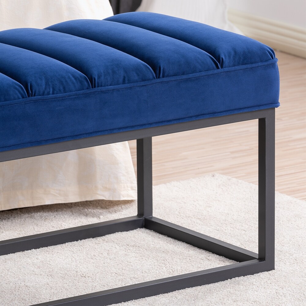 Metal Base Upholstered Bench for Bedroom and Entryway