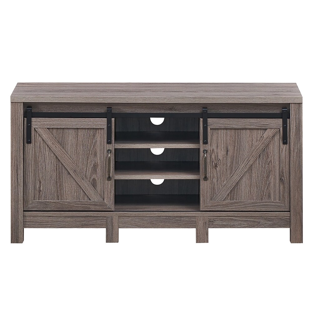 Costway TV Stand Sliding Barn Door Entertainment Center for TV's up to   Deep Taupe