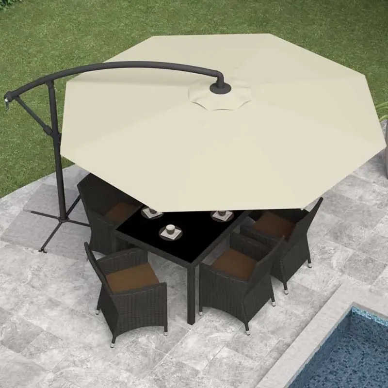 Warm White Offset Patio Umbrella