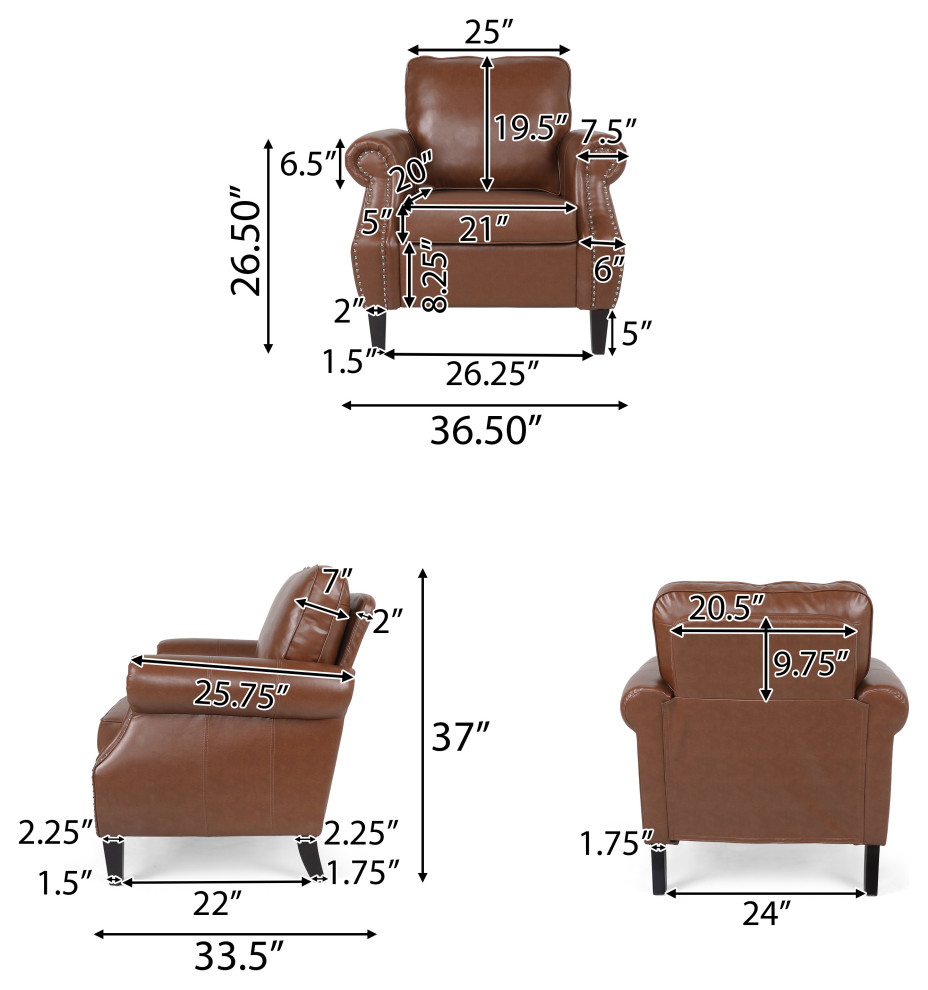 Burkehaven Contemporary Faux Leather Club Chair With Nailhead Trim   Transitional   Armchairs And Accent Chairs   by GDFStudio  Houzz