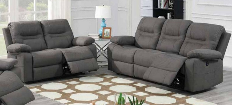 Provdiv 2 Piece Motion Reclining Sofa Set in Slate Blue Breathable Leatherette   Transitional   Living Room Furniture Sets   by Hollywood Decor  Houzz