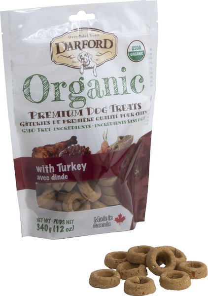 Darford Organic Premium Turkey Dog Treats， 12-oz bag