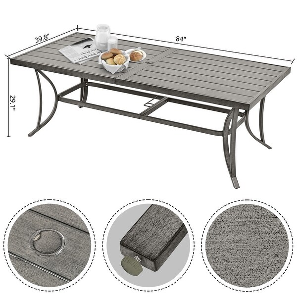 35.5'' W Outdoor Aluminum Dining Table with Umbrella Hole