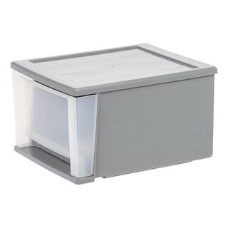 12.05 in. W x 8.39 in. H Single Gray Stackable Storage with Clear Drawer 500224