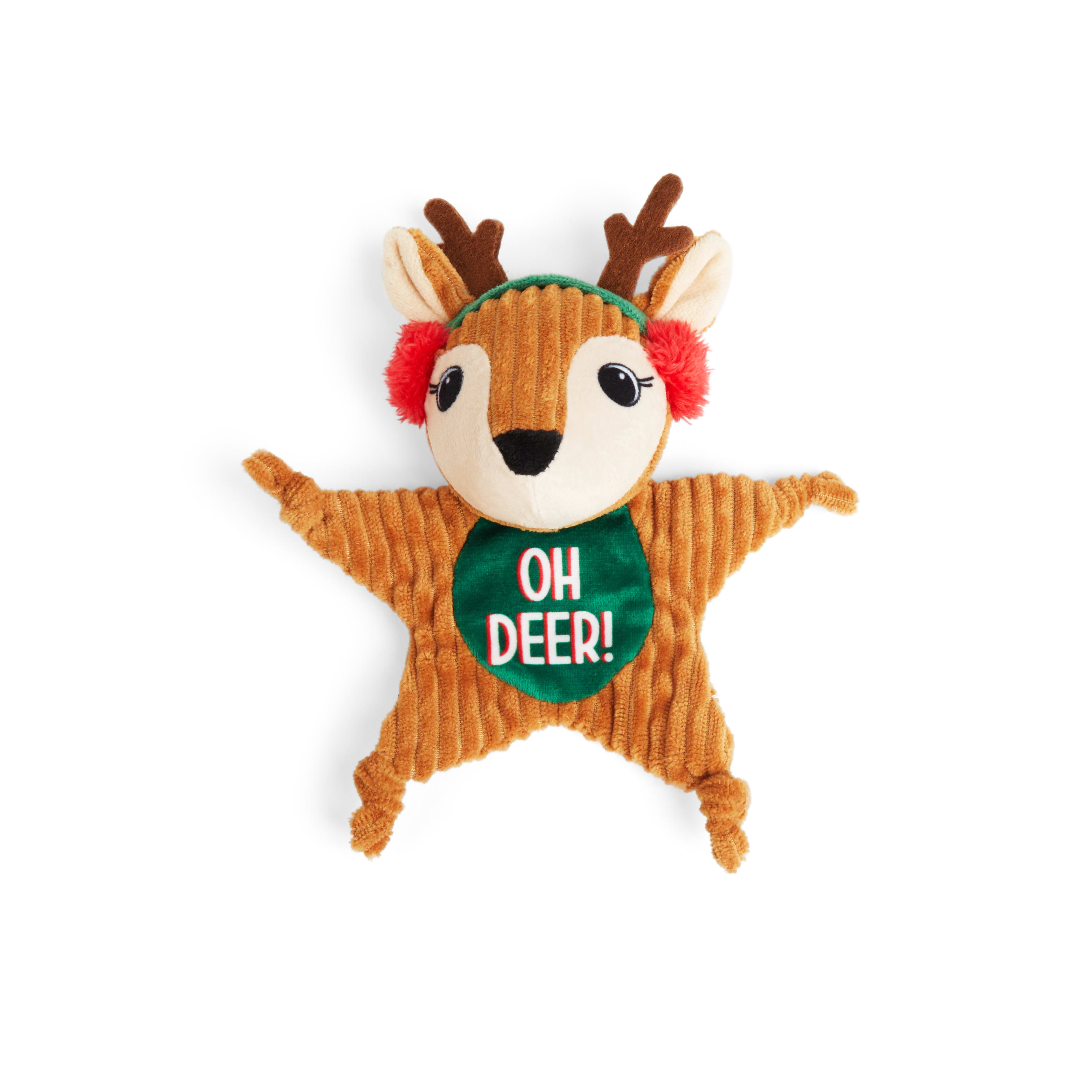 More and Merrier Reindeer Star Flattie Dog Toy， Small