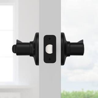 Kwikset Balboa Matte Black Privacy Door Handle with Lock for Bedroom or Bathroom featuring Microban Technology 300BL5146ALV1