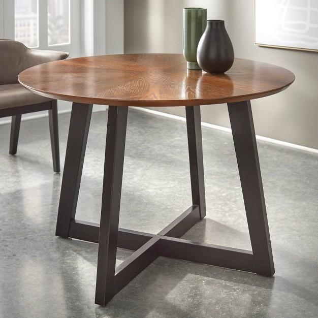 Jonas Round Dining Table Light Walnut black Buylateral