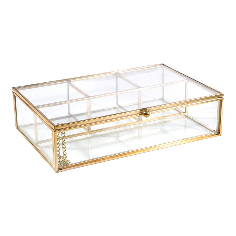 Home Details Vintage 4 Compartment Glass Keepsake Box