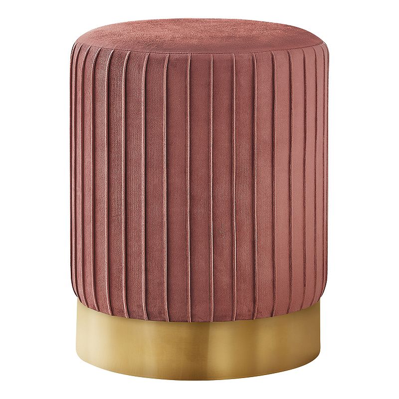 Monarch Ottoman Pleated Sides Cylindrical Upholstered Pouf