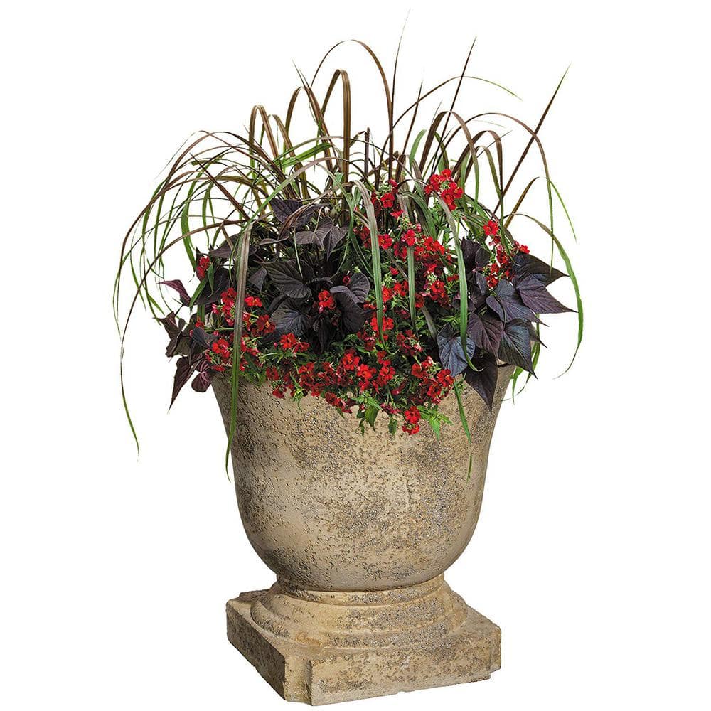 Classic Home and Garden 22 in. Natural Elegant Lava Stone Urn Planter LS4071