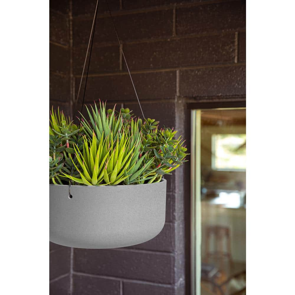 Veradek 14 in. Round Gray Plastic Planter Hanging Kona Bowl (2-Pack) KNBVHG14C-2PK