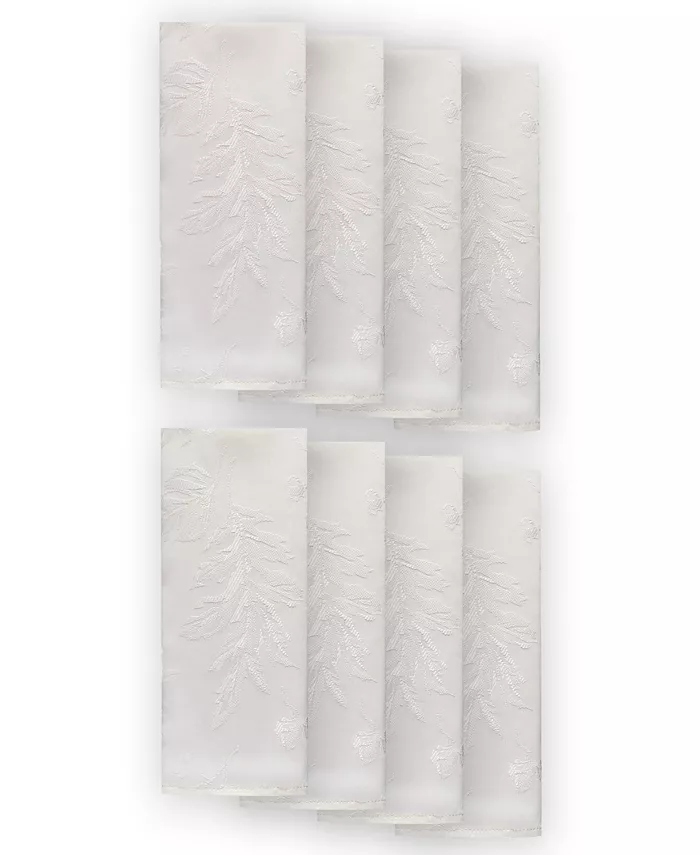 Elrene Elegant Woven Leaves Jacquard Damask Napkin Set of 8