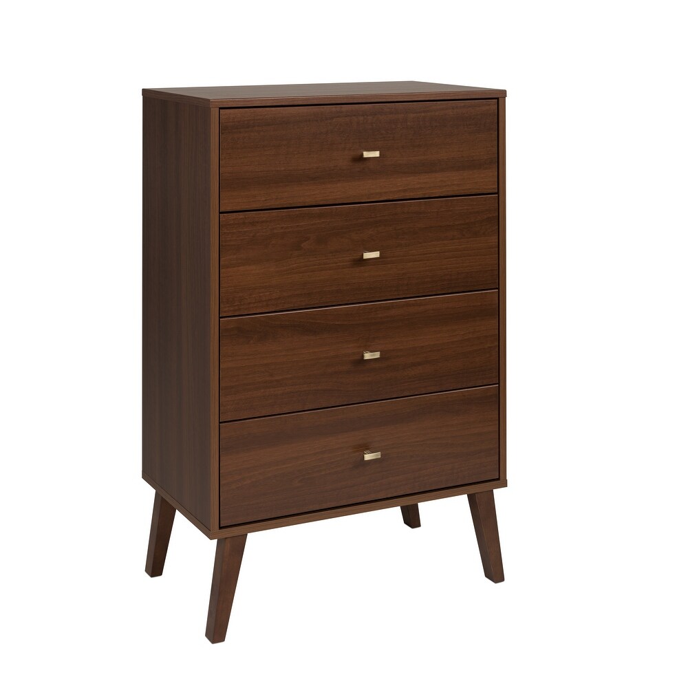 Prepac Milo Mid Century Modern 4 Drawer Chest of Drawers  Contemporary Bedroom Furniture  Small Dresser for Bedroom