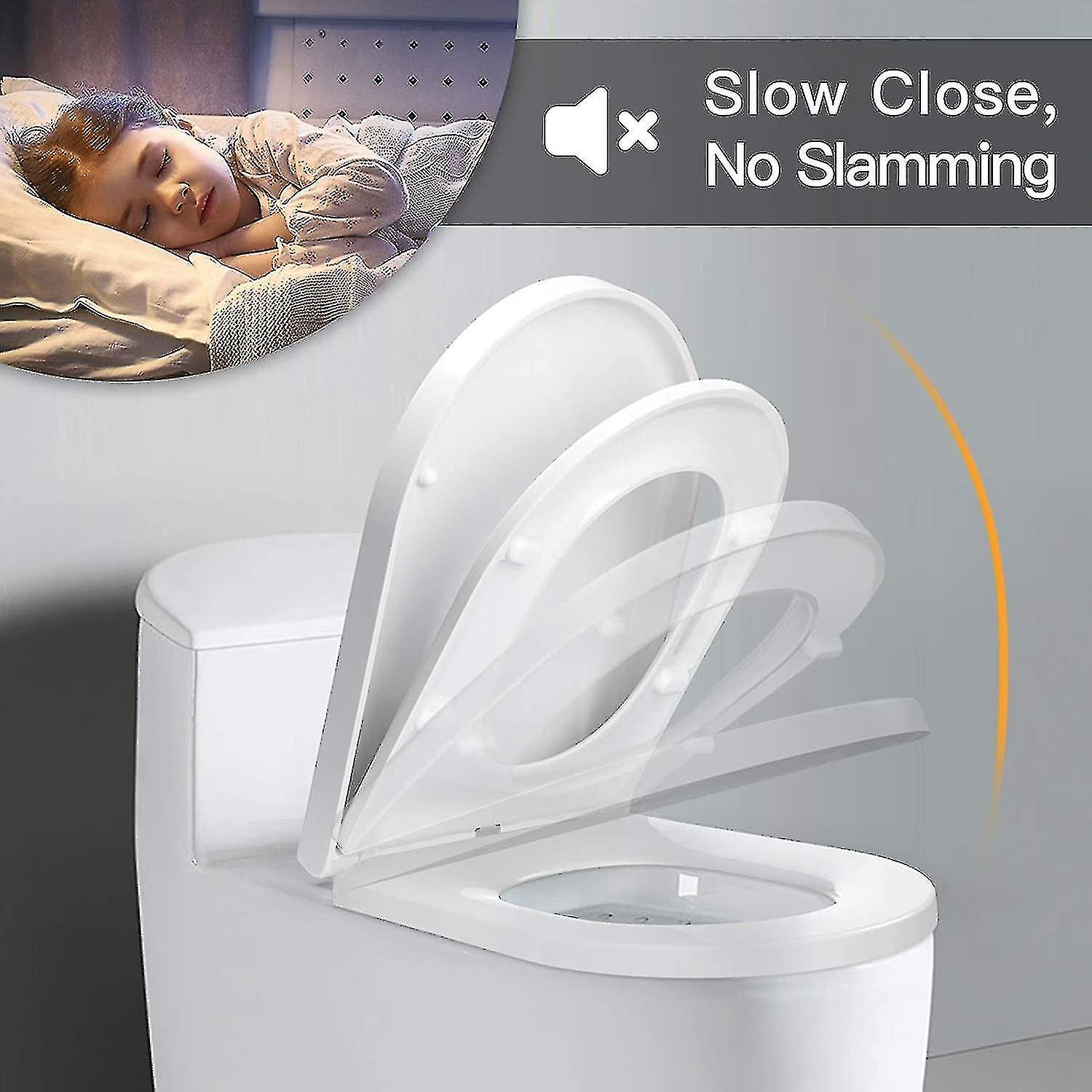 Born Pretty Heavy Duty Square Toilet Seat Soft Close Quick Release Top Fix Hinge Easy Clean