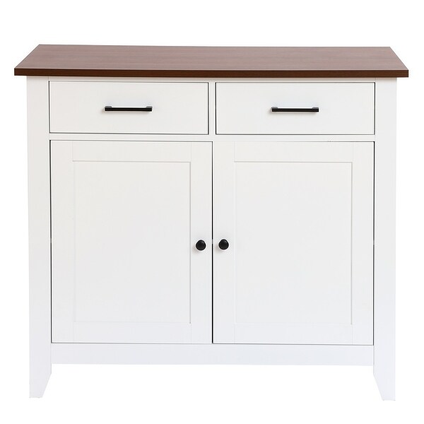 White Wood 2-Drawer 2-Door Sideboard Storage Cabinet - 32.83