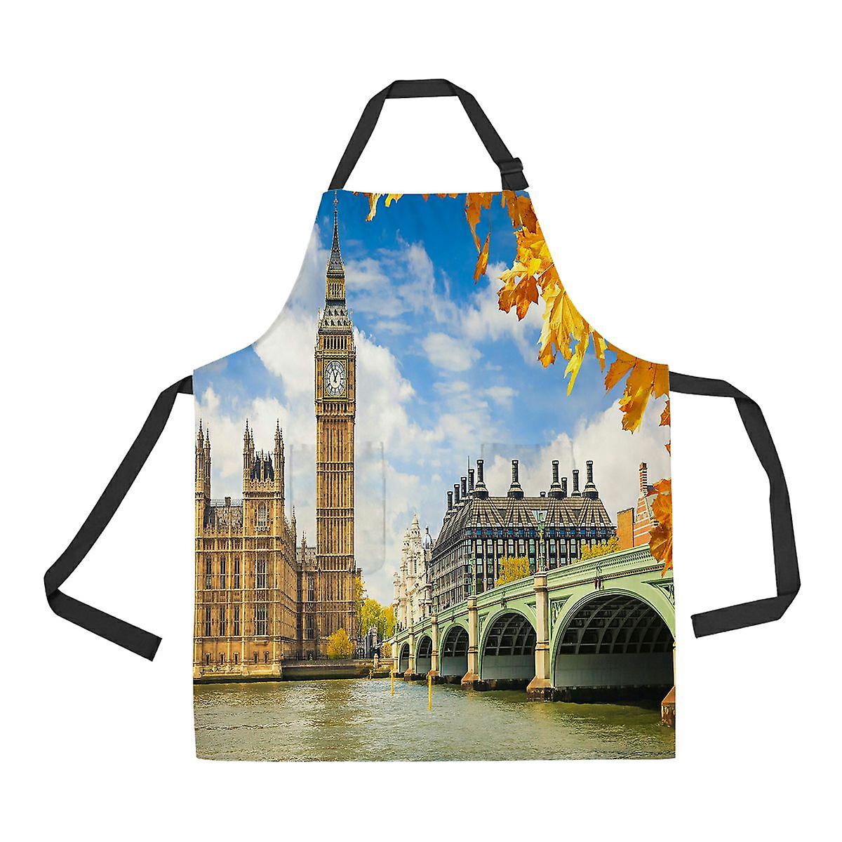 Big Ben With Autumn Leaves London Apron Home Kitchen Apron With Pockets