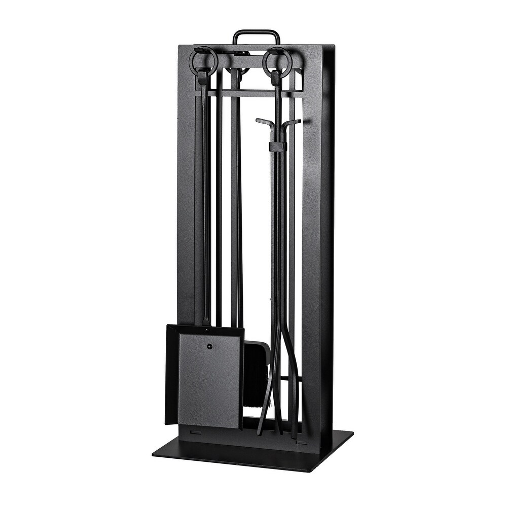 Design Specialties Craftsman Textured Black Fireplace 4 Piece Tool Set