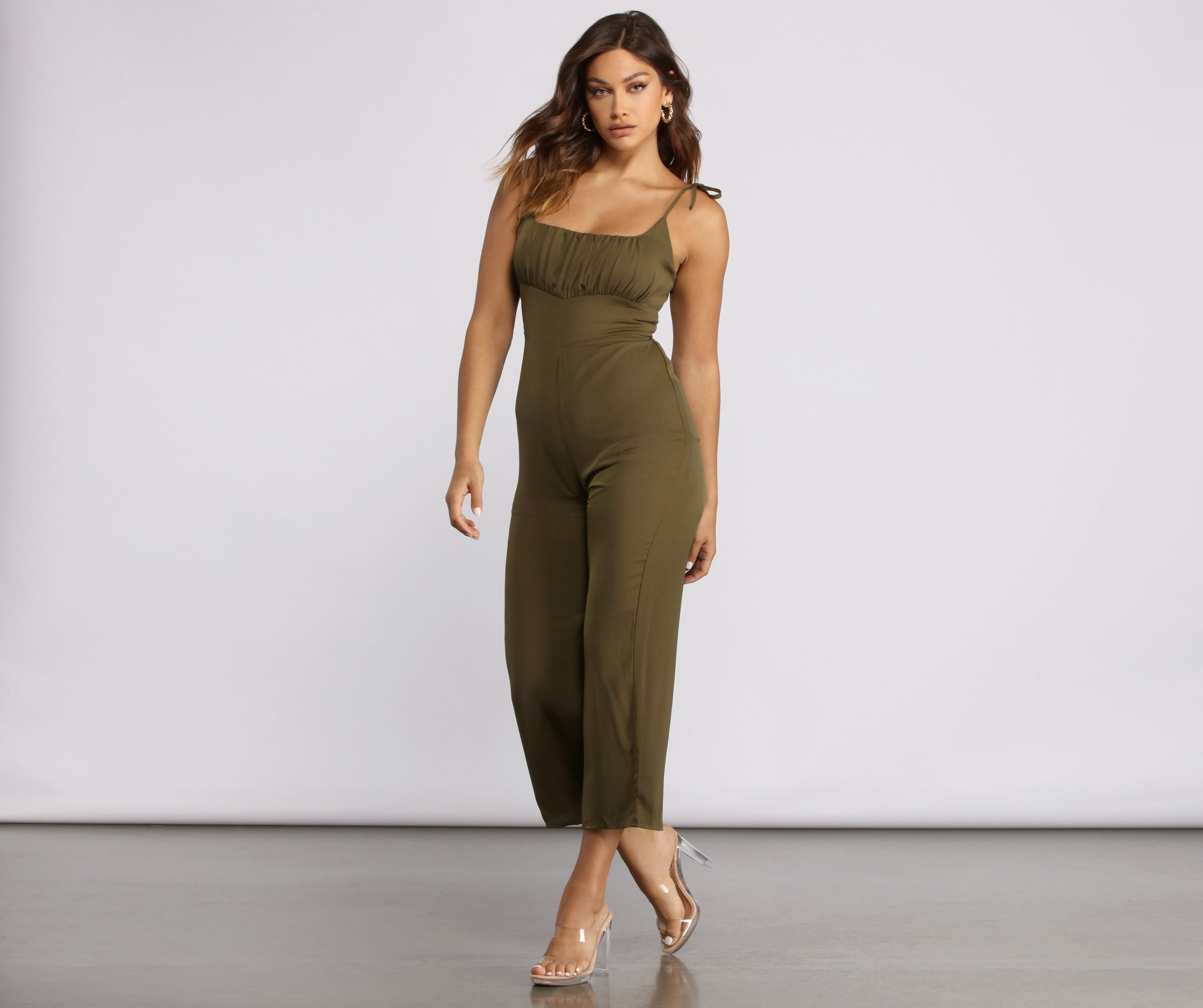 Spaghetti Strap Wide Leg Jumpsuit