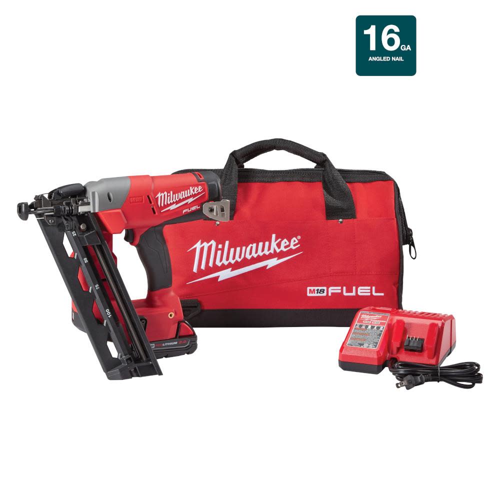 Milwaukee M18 FUEL 16 Gauge Angle Finish Nailer Kit 2742-21CT from Milwaukee