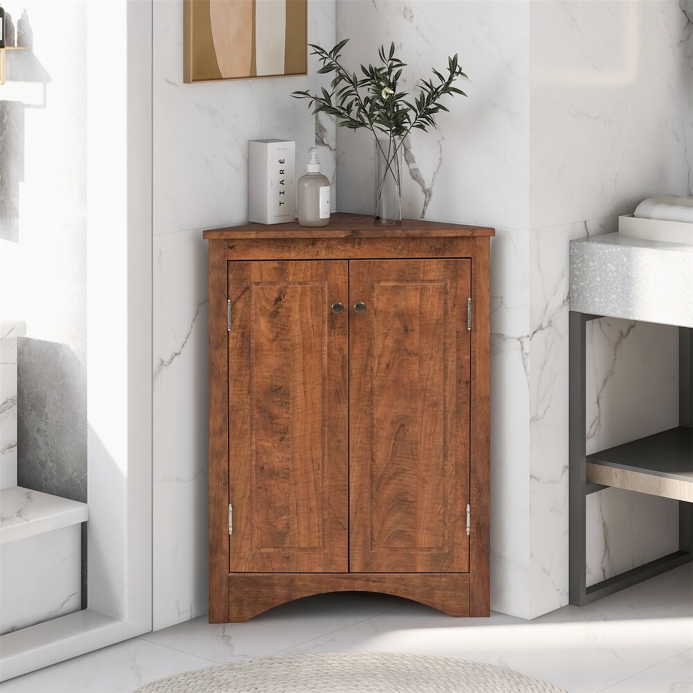 Triangle Bathroom Freestanding Storage Cabinet with Adjustable Shelves