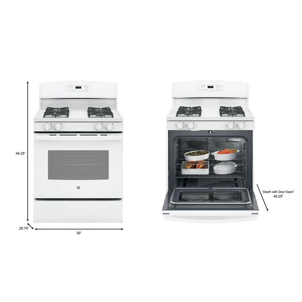 GE 30 in. 5.0 cu. ft. Freestanding Gas Range in White with Self Clean JGB635DEKWW