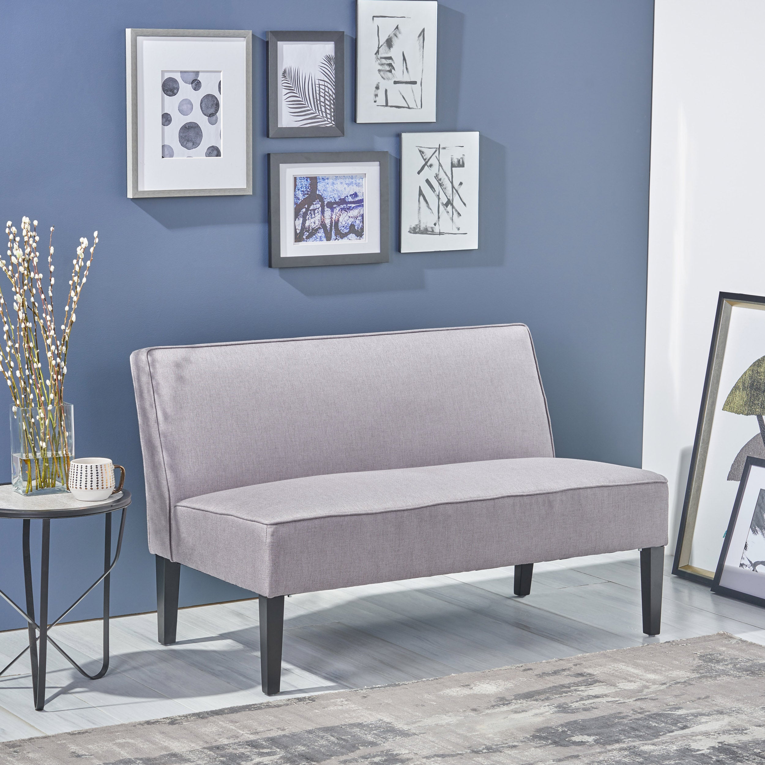 Charlotte Light Grey Fabric Settee