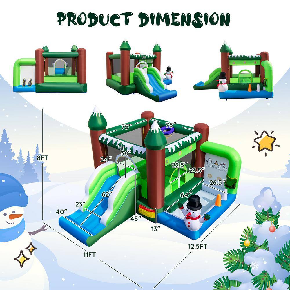 Costway 6-in-1 Winter Themed Snowman Inflatable Castle kids Jumping Bounce House with 735-Watt Blower NP10820US