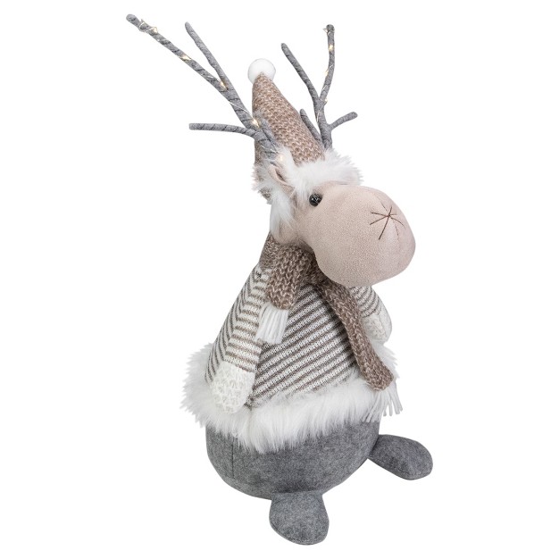 Led Lighted Brown And Gray Knit Reindeer Christmas Figure