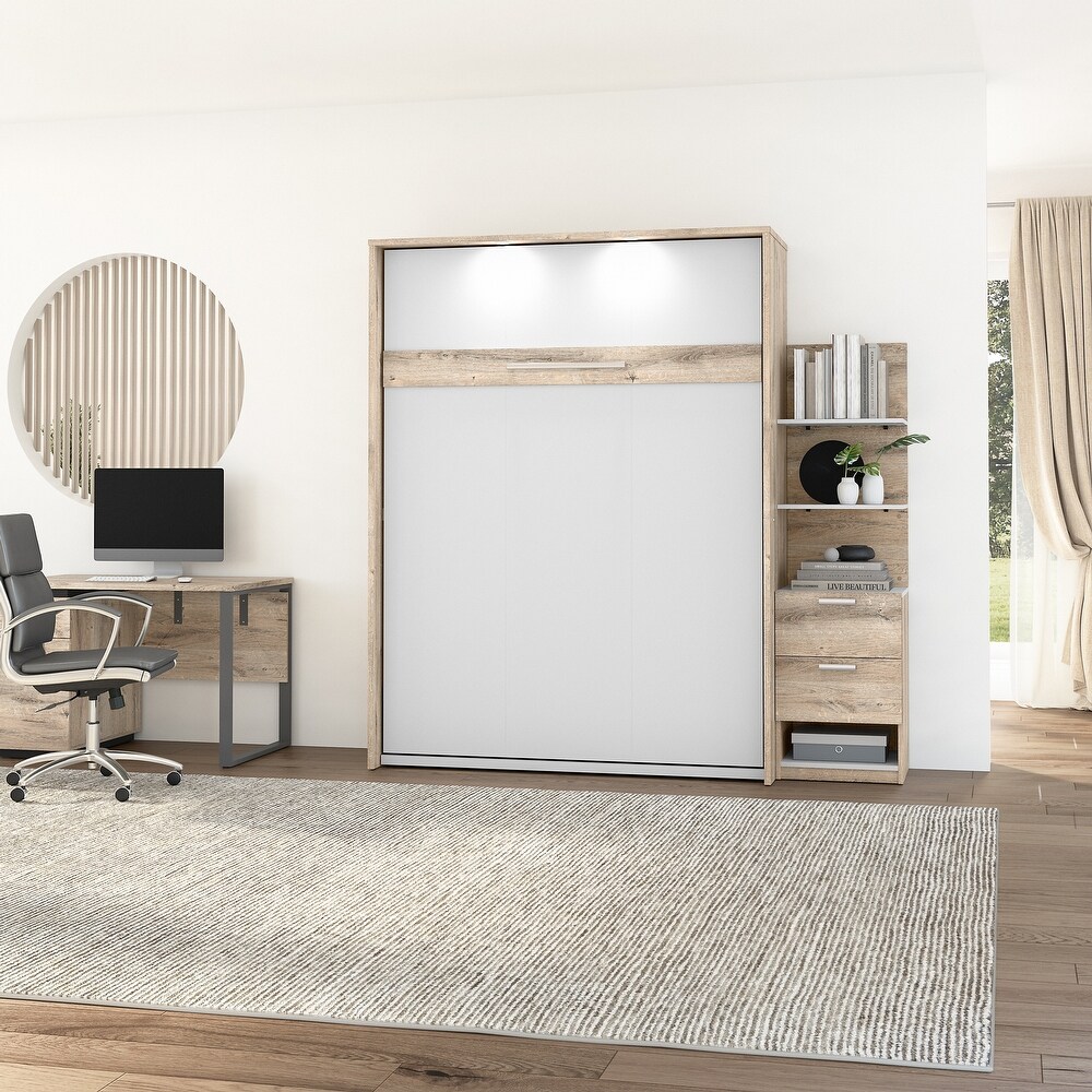 Cielo Queen Murphy Bed with Floating Shelves by Bestar