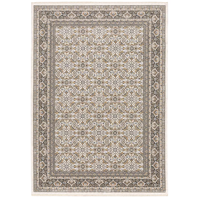 StyleHaven Mascotte Intricate Floral Panel Fringed Area Rug