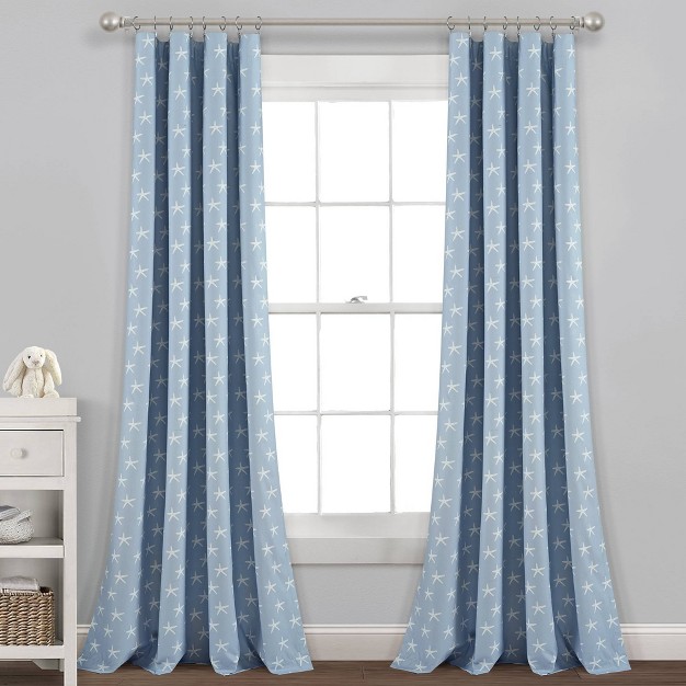 Seaside Starfish Blackout Window Curtain Panel Blue Lush D cor