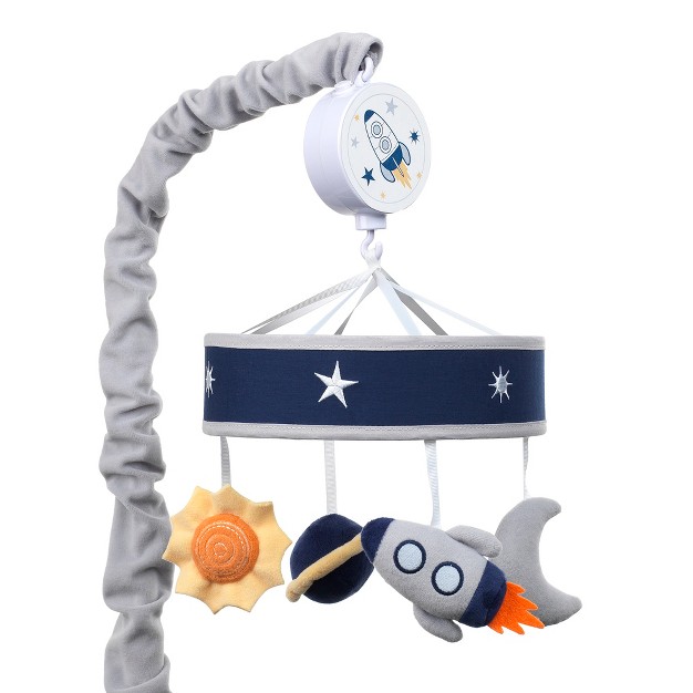 Lambs amp Ivy Milky Way Musical Baby Crib Mobile Blue navy gray Space Theme