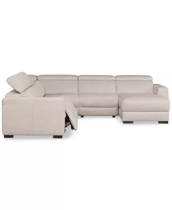 Furniture Nevio 124 5-Pc. Fabric Sectional Sofa with Chaise