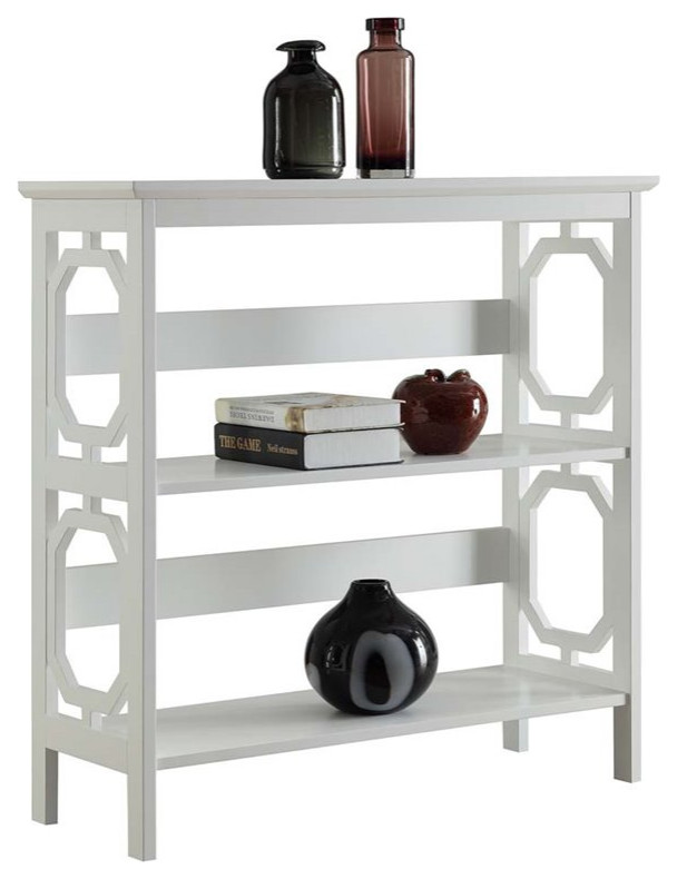 Convenience Concepts Omega Two Shelf Bookcase in White Wood Finish   Transitional   Bookcases   by Homesquare  Houzz