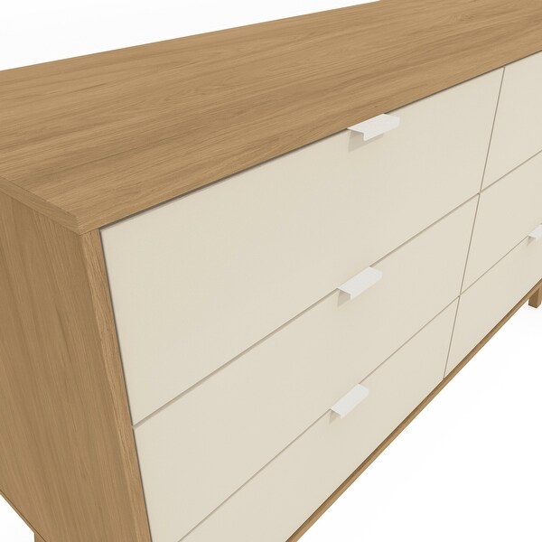 Hartford 6 Drawer Dresser - Light Brown/Crème