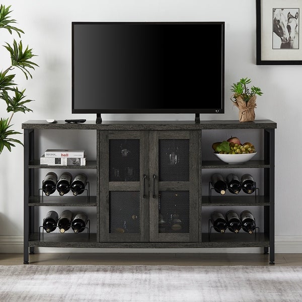 Industrial Wine Bar Sideboard with Wine Racks