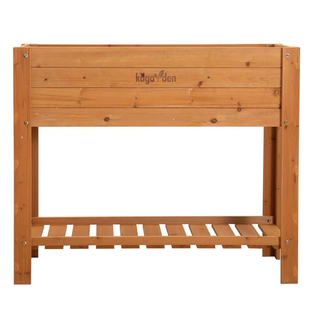 kdgarden Elevated Cedar Wood Raised Garden Bed with Shelf Outdoor Planter Box KD-WF-G