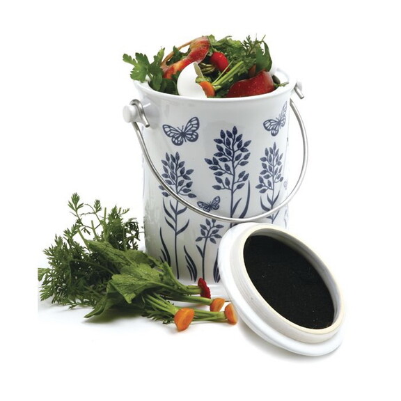 Culinary Accessories Blue Floral Ceramic Compost K...