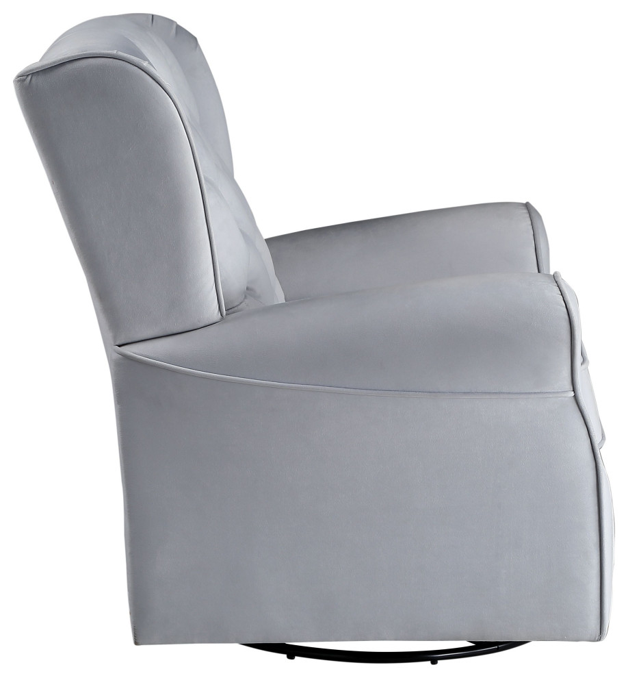 ACME Zeger Swivel Chair with Glider in Gray Fabric   Transitional   Recliner Chairs   by Acme Furniture  Houzz