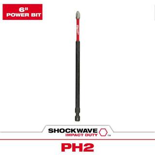 MW SHOCKWAVE Impact Duty 6 in. Phillips #2 Alloy Steel Screw Driver Bit (1-Pack) 48-32-4802